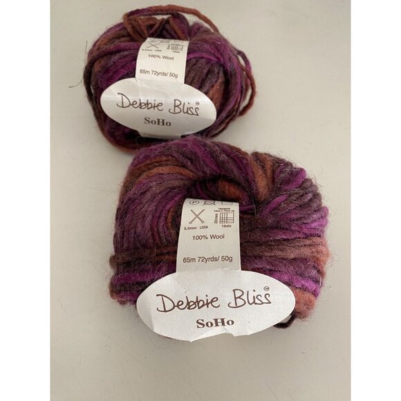 Debbie Bliss SoHo 100% Wool Yarn 2 Balls - Picture 1 of 3